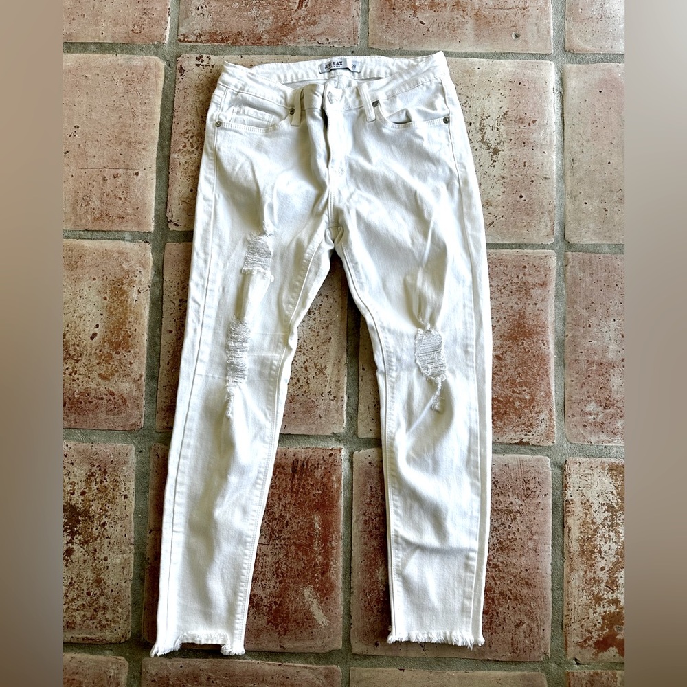 Just Black White Distressed Jeans Size 28